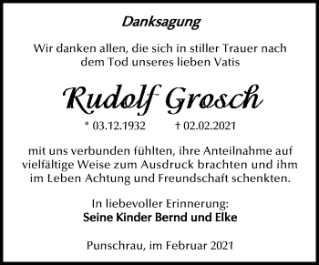 Traueranzeige von Rudolf Grosch von Super Sonntag Naumburg/Nebra