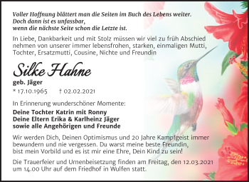 Traueranzeige von Silke Hahne von Mitteldeutsche Zeitung Köthen