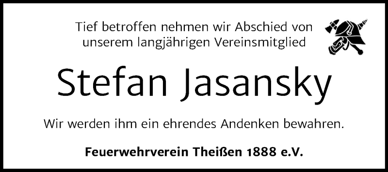  Traueranzeige für Stefan Jasansky vom 20.02.2021 aus Super Sonntag Zeitz