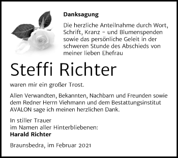 Traueranzeige von Steffi Richter von Mitteldeutsche Zeitung Merseburg/Querfurt