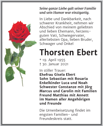 Traueranzeige von Thorsten Ebert von Mitteldeutsche Zeitung Halle/Saalkreis