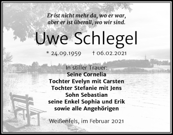 Traueranzeige von Uwe Schlegel von Mitteldeutsche Zeitung Weißenfels