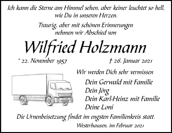 Traueranzeige von Wilfried Holzmann von Super Sonntag Quedlinburg