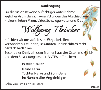 Traueranzeige von Wolfgang Fleischer von Super Sonntag Weißenfels