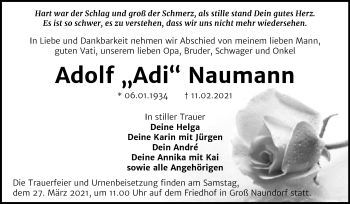 Traueranzeige von Adolf Naumann von Mitteldeutsche Zeitung Wittenberg