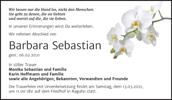 Traueranzeige von Barbara Sebastian von Mitteldeutsche Zeitung Bitterfeld
