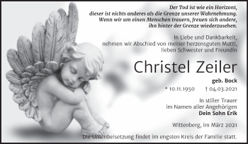 Traueranzeige von Christel Zeiler von Mitteldeutsche Zeitung Wittenberg