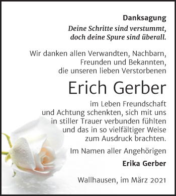Traueranzeige von Erich Gerber von Mitteldeutsche Zeitung Sangerhausen