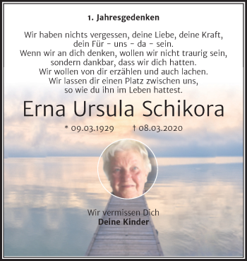 Traueranzeige von Erna Ursula Schikora von Mitteldeutsche Zeitung Wittenberg