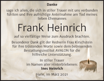 Traueranzeige von Frank Heinrich von Mitteldeutsche Zeitung Halle/Saalkreis