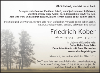 Traueranzeige von Friedrich Kober von Mitteldeutsche Zeitung Sangerhausen