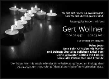 Traueranzeige von Gert Wollner von Mitteldeutsche Zeitung Bitterfeld