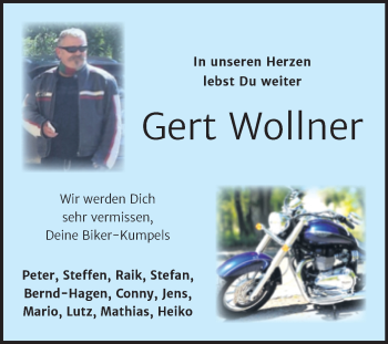 Traueranzeige von Gert Wollner von Mitteldeutsche Zeitung Bitterfeld