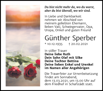Traueranzeige von Günther Sperber von Super Sonntag Merseburg/Querfurt