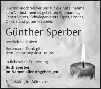 Traueranzeige von Günther Sperber von Mitteldeutsche Zeitung Merseburg/Querfurt
