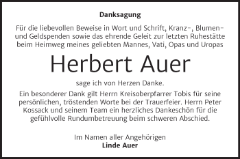 Traueranzeige von Herbert Auer von Mitteldeutsche Zeitung Dessau-Roßlau