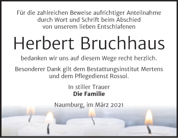 Traueranzeige von Herbert Bruchhaus von Mitteldeutsche Zeitung Naumburg/Nebra