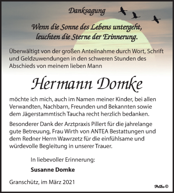 Traueranzeige von Hermann Domke von Mitteldeutsche Zeitung Weißenfels