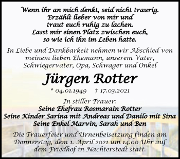 Traueranzeige von Jürgen Rotter von Mitteldeutsche Zeitung Aschersleben