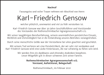 Traueranzeige von Karl-Friedrich Gensow von Mitteldeutsche Zeitung Merseburg/Querfurt