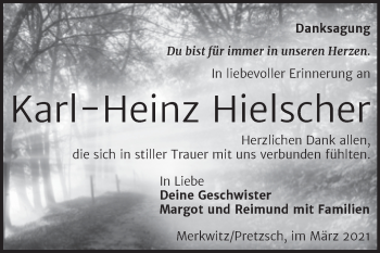 Traueranzeige von Karl-Heinz Hielscher von Mitteldeutsche Zeitung Wittenberg