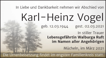 Traueranzeige von Karl-Heinz Vogel von Mitteldeutsche Zeitung Merseburg/Querfurt