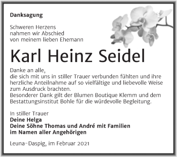 Traueranzeige von Karl Heinz Seidel von Mitteldeutsche Zeitung Merseburg/Querfurt