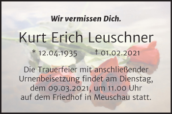Traueranzeige von Kurt Erich Leuschner von Mitteldeutsche Zeitung Merseburg/Querfurt