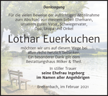 Traueranzeige von Lothar Euerkuchen von Mitteldeutsche Zeitung Zeitz