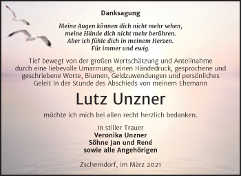 Traueranzeige von Lutz Unzner von Mitteldeutsche Zeitung Bitterfeld