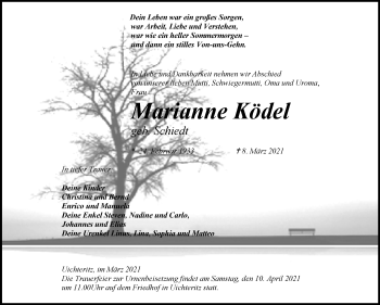 Traueranzeige von Marianne Ködel von Mitteldeutsche Zeitung Weißenfels