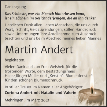 Traueranzeige von Martin Andert von Mitteldeutsche Zeitung Aschersleben