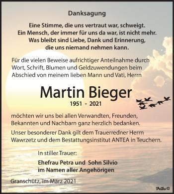 Traueranzeige von Martin Bieger von Mitteldeutsche Zeitung Weißenfels