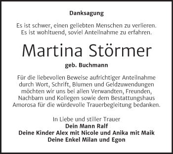 Traueranzeige von Martina Störmer von Mitteldeutsche Zeitung Dessau-Roßlau