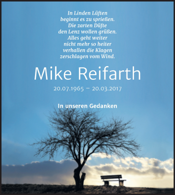 Traueranzeige von Mike Reifarth von Mitteldeutsche Zeitung Halle/Saalkreis