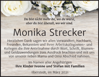 Traueranzeige von Monika Strecker von Mitteldeutsche Zeitung Bernburg