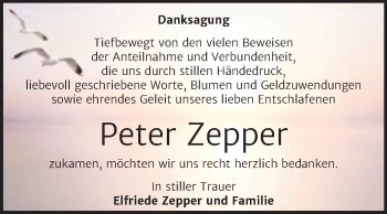 Traueranzeige von Peter Zepper von Mitteldeutsche Zeitung Bitterfeld