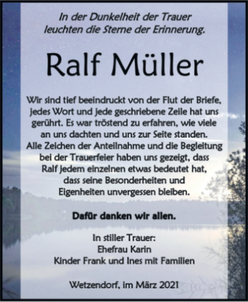 Traueranzeige von Ralf Müller von Super Sonntag Naumburg/Nebra