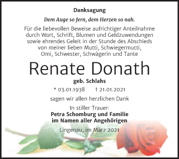 Traueranzeige von Renate Donath von Mitteldeutsche Zeitung Bitterfeld