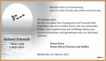 Traueranzeige von Roland Schmidt von Mitteldeutsche Zeitung Weißenfels