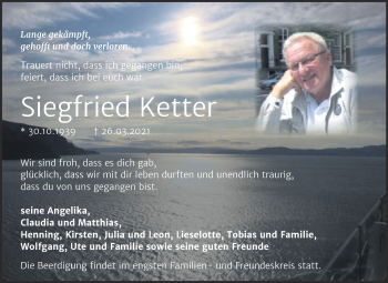 Traueranzeige von Siegfried Ketter von Mitteldeutsche Zeitung Naumburg/Nebra