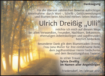 Traueranzeige von Ulrich Dreißig von Mitteldeutsche Zeitung Bitterfeld