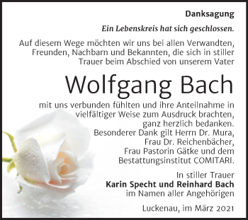 Traueranzeige von Wolfgang Bach von Mitteldeutsche Zeitung Zeitz