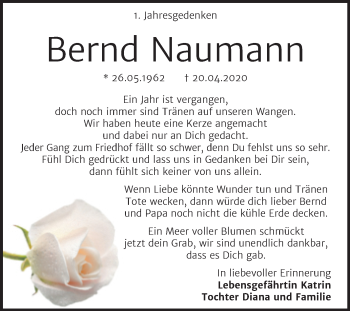 Traueranzeige von Bernd Naumann von Mitteldeutsche Zeitung Bernburg