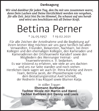 Traueranzeige von Bettina Perner von Super Sonntag Naumburg/Nebra