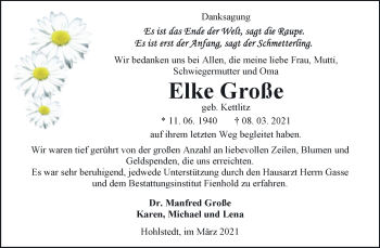 Traueranzeige von Elke Große von Mitteldeutsche Zeitung Sangerhausen
