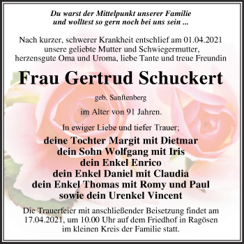 Traueranzeige von Gertrud Schuckert von Mitteldeutsche Zeitung Dessau-Roßlau