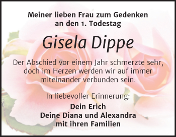 Traueranzeige von Gisela Dippe von Mitteldeutsche Zeitung Merseburg/Querfurt