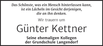Traueranzeige von Günter Kettner von Trauerkombi Weißenfels