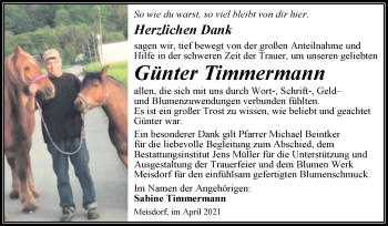 Traueranzeige von Günter Timmermann von Mitteldeutsche Zeitung Quedlingburg